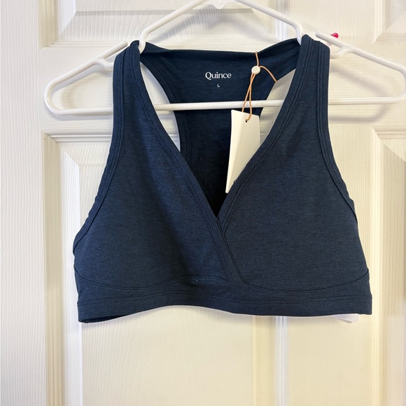 Quince Other - Quince Heather Navy ultra soft v neck racer back bra size L nwt